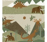 Holden Decor Prehistoric Green/Orange Wallpaper 10m x 53cm, Multi