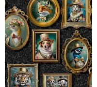 Holden Décor Regal Beasts Wallpaper in Charcoal Holden Décor Charcoal