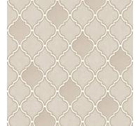 Holden Decor Retro Trellis Tile Ogee Geometric Glitter Geo Tiling On a Roll Wallpaper in Stone Holden Decor Stone