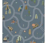 Holden Decor Roundabout Road Denim Blue Children's Wallpaper, Blue
