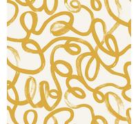 Holden Decor Squiggle Ochre/White Wallpaper 10m x 53cm, Multi