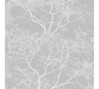Whispering Trees Wallpaper Grey Off White Glitter Textured Sparkle Forest Holden