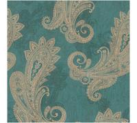 Holden Décor Teal Paisley Vinyl Wallpaper Beige Teardrop Pattern Feature Wall Hallway