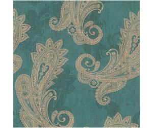 Holden Décor Teal Paisley Vinyl Wallpaper Beige Teardrop Pattern Feature Wall Hallway
