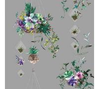 Holden Décor Terrarium Wallpaper Floral Botanical Basket Metallic Grey