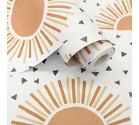Holden Décor White & Orange Sunbeam Children's Smooth Wallpaper