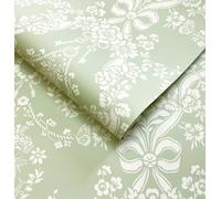 Holden Decor Bow Damask Sage Wallpaper, Green
