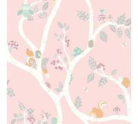 Holden Decor Woodland Adventure Forest Childrens Animal Tree Glitter Wallpaper in Pink Holden Decor Pink