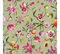 Holden Décor Floral Fruit Wallpaper Sage Green Pink Purple Natural Botanical Feature Wall