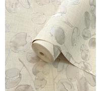 Holden Decor Eucalypto Beige / Dove Heavyweight Vinyl Wallpaper, White