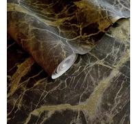 Holden Decor Portoro Marble Wallpaper 10m x 53cm Charcoal/Gold, Black