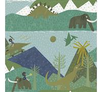 Holden Prehistoric Wallpaper Dinosaur Mammoth Teal Green/Blue 13261