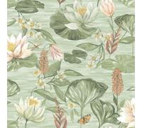 Holden Rural Paradise Lily Pad Wallpaper - Modern Wallpaper for Living Room, Bedroom, Fireplace - Decorative Luxury Floral Wall Paper with Marsh & Pond Pattern (Green)