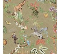 Holden Safari Symphony Bold Mistical Animals Style Colourful Motif Quirky Wallpaper for Nurseries, Living Rooms, Feature Walls Gold (14263)