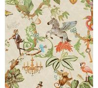 Holden Safari Symphony Bold Mistical Animals Style Colourful Motif Quirky Wallpaper for Nurseries, Living Rooms, Feature Walls Taupe (14260)