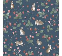 Holden Storybook Bunnies & Berries Cute Soft Nature Inspired Wallpaper Perfect for Nurseries Playrooms Newborns' Walldecoration Navy Blue 14142