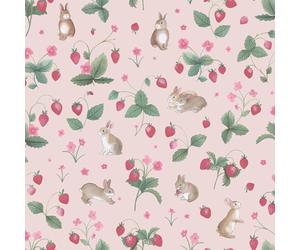 Holden Storybook Bunnies & Berries Cute Soft Nature Inspired Wallpaper Perfect for Nurseries Playrooms Newborns' Walldecoration Pink 14141