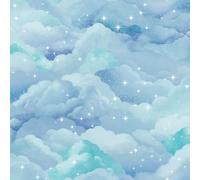 Holden Storybook Dreamland Cloud Theme Wallpaper for Kids Bedroom, Nurseries, Playrooms Stars and Glitter Effect Aqua Blue 14131