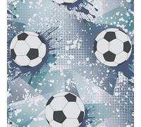 Holden Storybook Football Frenzy Sport Themed Metallic Textured Wallpaper for Kids Bedrooms, Playrooms in Navy Blue/Teal 14093