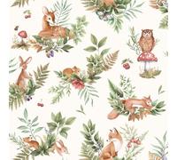 Holden Storybook Woodland Themed Forest Friends Playful Animals Foxes Bunnies Owls Deers Wallpaper for Nurseries Children's Bedroom Playroom Wallcovering Wallpaper Cream/Multi (14123)