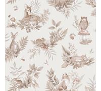 Holden Storybook Woodland Themed Forest Friends Playful Animals Foxes Bunnies Owls Deers Wallpaper for Nurseries Children's Bedroom Playroom Wallcovering Wallpaper Neutral (14122)