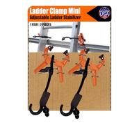Holden USA - Ladder Clamp - Stabilizer Clip - Secure Safety Clamp for Roof, Gutters, and Wall Prep - Durable Support Cord for Roofing and Gutter Tasks (Pair / 2 Units) Mini Orange