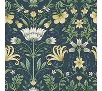 Holden Vintage Floral Wallpaper Flowers Leaves Navy Blue/Yellow 13391