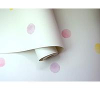 Holden Decor Watercolour Polka Dots Pink / Yellow Wallpaper 10m x 53cm, Pink