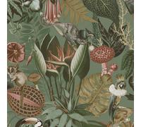 Holden Wonderland Wallpaper Tropical Exotic Animals Sage Green/Multi 13401