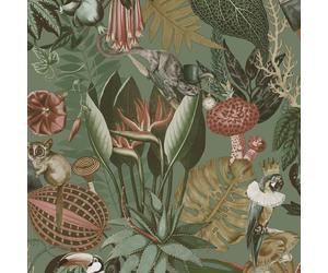 Holden Wonderland Jungle Floral Birds Exotic Sage Green Smooth Wallpaper