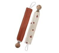 Holder Clip with Cotton Strap and Attachment, D | Clip-and-Loop Structure for Attaching a or Small Toy, Beechwood Clip and Cotton Fabric Construction