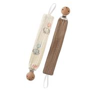 Holder Clip with Cotton Strap and Attachment, E | Clip-and-Loop Structure for Attaching a or Small Toy, Beechwood Clip and Cotton Fabric Construction