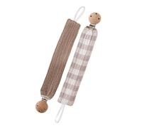 Holder Clip with Cotton Strap and Attachment, I | Clip-and-Loop Structure for Attaching a or Small Toy, Beechwood Clip and Cotton Fabric Construction