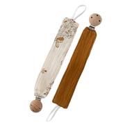 Holder Clip with Cotton Strap and Attachment, L | Clip-and-Loop Structure for Attaching a or Small Toy, Beechwood Clip and Cotton Fabric Construction