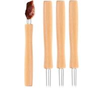 Holder for corn on the cob, 3-prong barbecue accessories with wooden handle