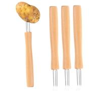 Holder for corn on the cob, 3-prong barbecue accessories with wooden handle, 4 pieces handles for corn on the cob, for barbecuing, roasting, BBQ, home, garden, camping