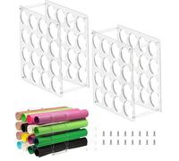 Holder for Craft Rolls, Pack of 2 Clear Acrylic Stands, 16-Hole Craft Paper Holder, for Organising on the Desk, Art Studio, DIY Workshop and Hobby Room