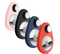 Holder for Kids Hidden 4 Pack GPS Tracker Case, Anti-Removal for Silicone Case with Pins, Suitable for Children, Elderly, Pets, Backpack, Luggage(Black, Blue, Pink, Red)