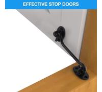 Holder for Shed Gate or Door - Heavy Duty Black Coating Cabin Hook Plus Eye Latch Lock Silent for Catch Outdoor Stainless Powder Steel with Rust-Resistant (3 inch)