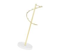 Holder Stand Bedroom Vanity Organizer, Jewelry Display Rack with Gold Tone S Shaped Frame, White Round Base, 36 X 12.3 Cm Tabletop Storage Tabletop Jewelry Organizer Necklace Holder Dresser Stand Rack