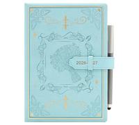 Holderzyi Academic Diary 2026-2027 A5 Day Per Page, 13 Months Daily &Month Planner from Aug.26 - Aug.27,Agenda Dairy A5 Page a Day, with Elegant Cover,Pen,Inner Pocket (Blue)