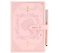 Holderzyi Academic Diary 2026-2027 A5 Day Per Page, 13 Months Daily &Month Planner from Aug.26 - Aug.27,Agenda Dairy A5 Page a Day, with Elegant Cover,Pen,Inner Pocket (Pink)