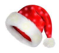 Holdes 28 x 38 cm/32 x 45 cm Christmas Hat, Luminous Santa Claus Hat, Soft Plush Christmas Hat, Classic Christmas Cosplay Hat, Christmas Party Hat for Adults, Children