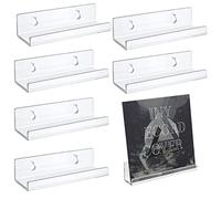 Holdes 6Pcs Acrylic Record Holder, 10cm Long Acrylic Shelves,Record Wall Mount Holder, Clear Acrylic Shelf For Vinyl Record Display Floating Book Shelves For Kids Room