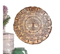 Holdes Calendar | Round Wooden Wheel of the Year Ornament | Vintage Handmade Celestial Sign for Wiccan Holidays, Yule Altar, Decor