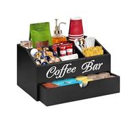 Holdes Coffee Station Counter Organizer - Coffee Basket Holder | Coffee and Tea Condiment Storage Organizer for Coffee Bar, Dessert Shop