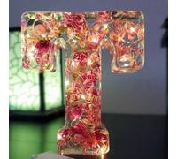 Holdes Floral Night Light with Pressed Flower Letters & LED, Decorative Initials & Dry Flower Decorations