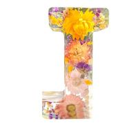 Holdes Floral Resin Night Light with Pressed Flower Letters & LED, Decorative Lamp with Dry Flower, Creative Decor