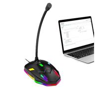 Holdes PC Microphone,Condenser PC Laptop Mic - Plug &, 360 Degree Adjustable Gooseneck Design, Noise-Canceling Technology, USB Microphone for PC