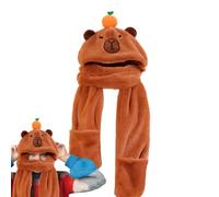 Holdes Unisex Women's Girls Adults Winter Accessory Set - Animal Winter Hats - Cute Capybara Shape - 3 in 1 Windproof Hat Glove Scarf Set - Durable & Warm - Capybara model, 1